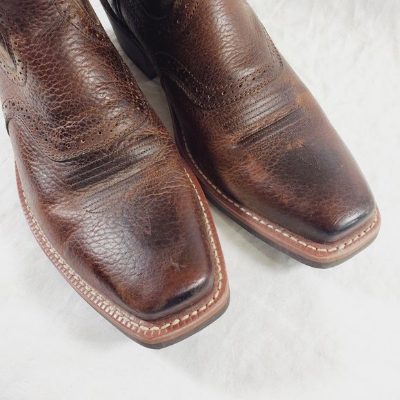 Ariat Heritage Roughstock Western Boots 11 D Square Toe Cowboy Brown Oiled Rowdy - Picture 4 of 6
